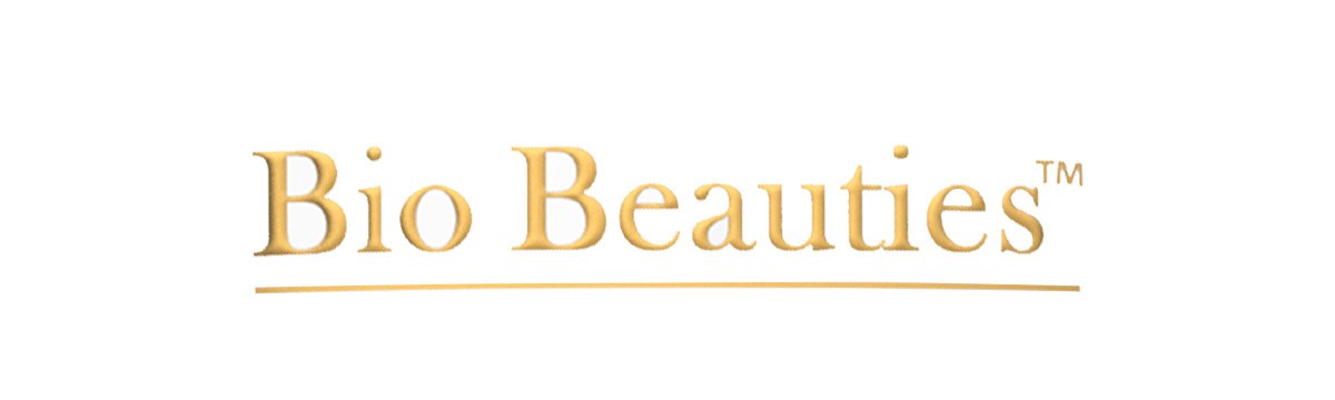 Bio Beauties logo in gold script on white