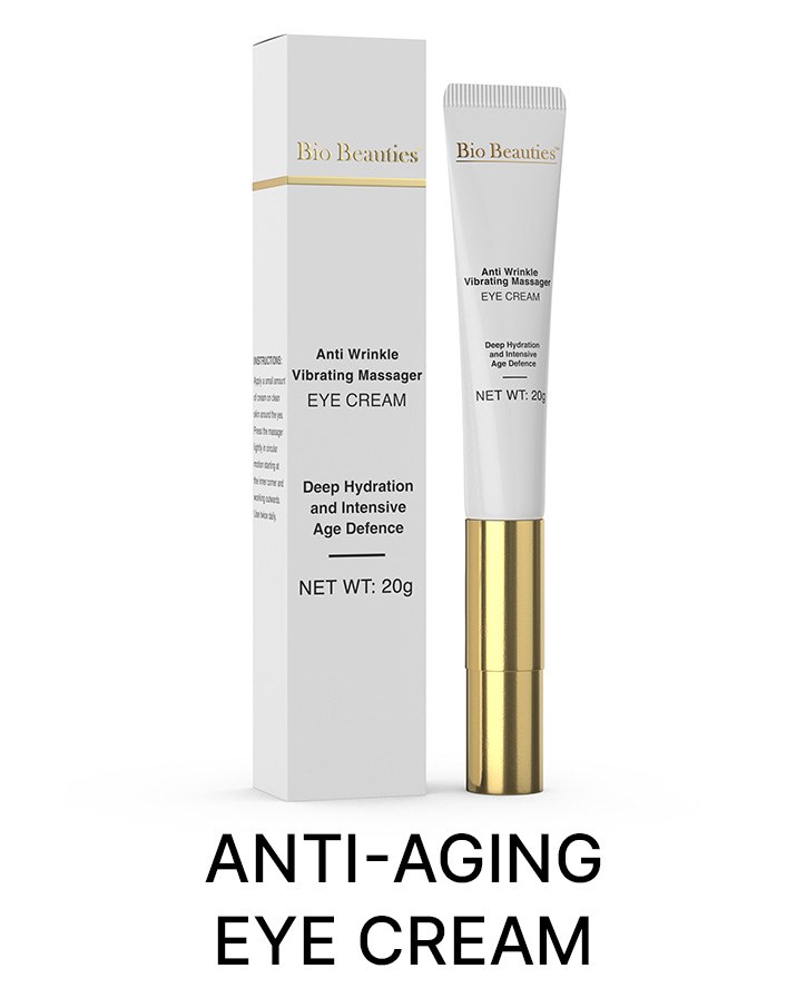Bio Beauties eye cream box and tube on white with the label Anti-Aging Eye Cream