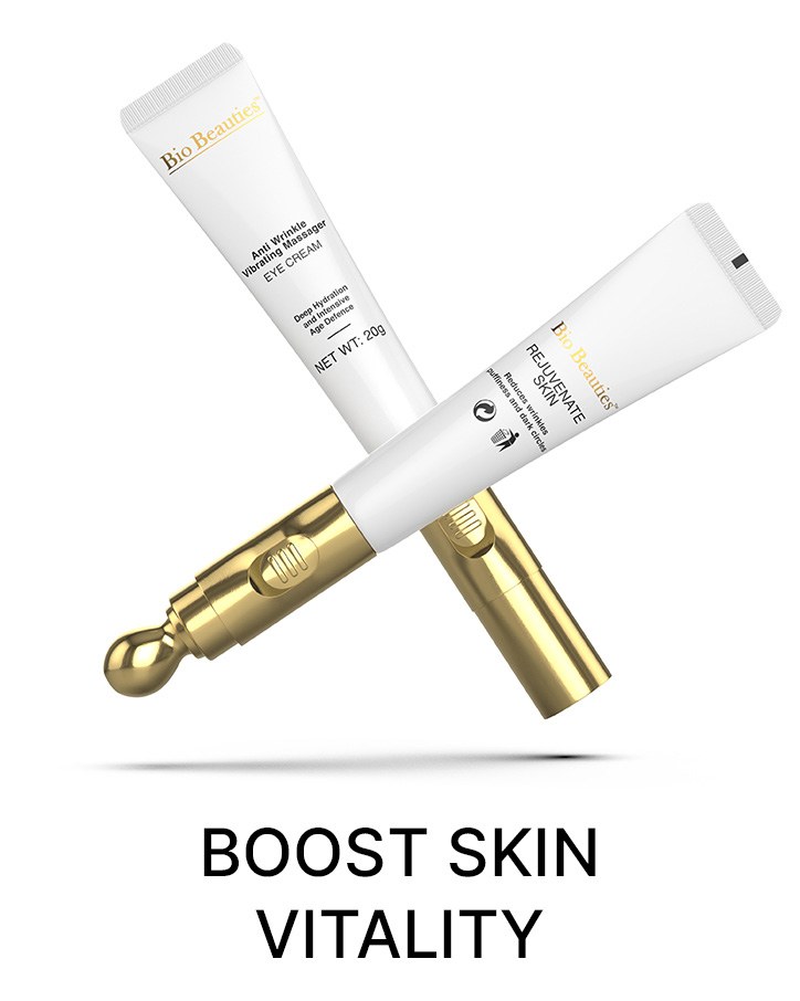 Two crossed tubes on white with the label Boost Skin Vitality