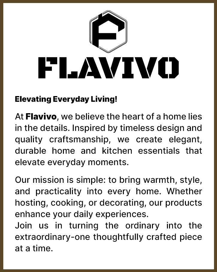 Welcome card with the FLAVIVO logo and the heading Elevating Everyday Living