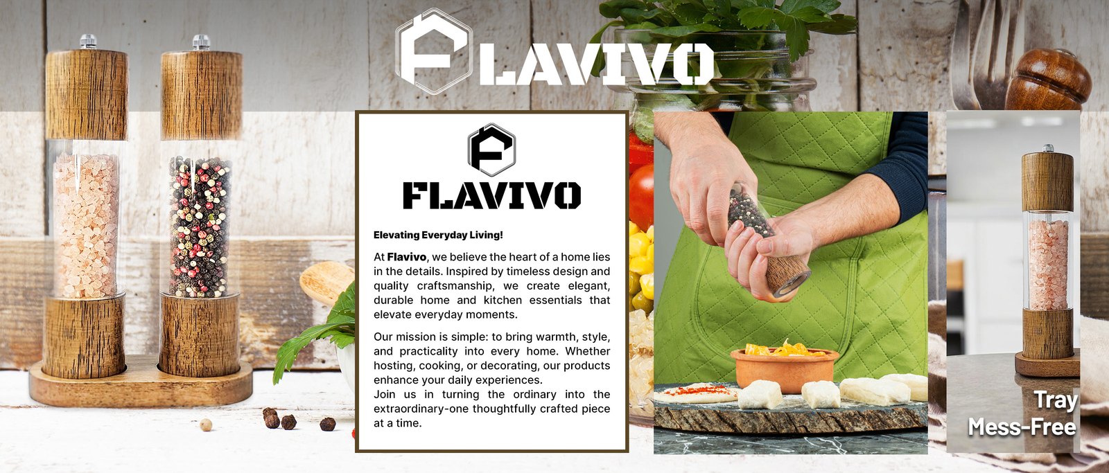 Brand story layout with the welcome card, an in-use photo, and a tray card on the brand field