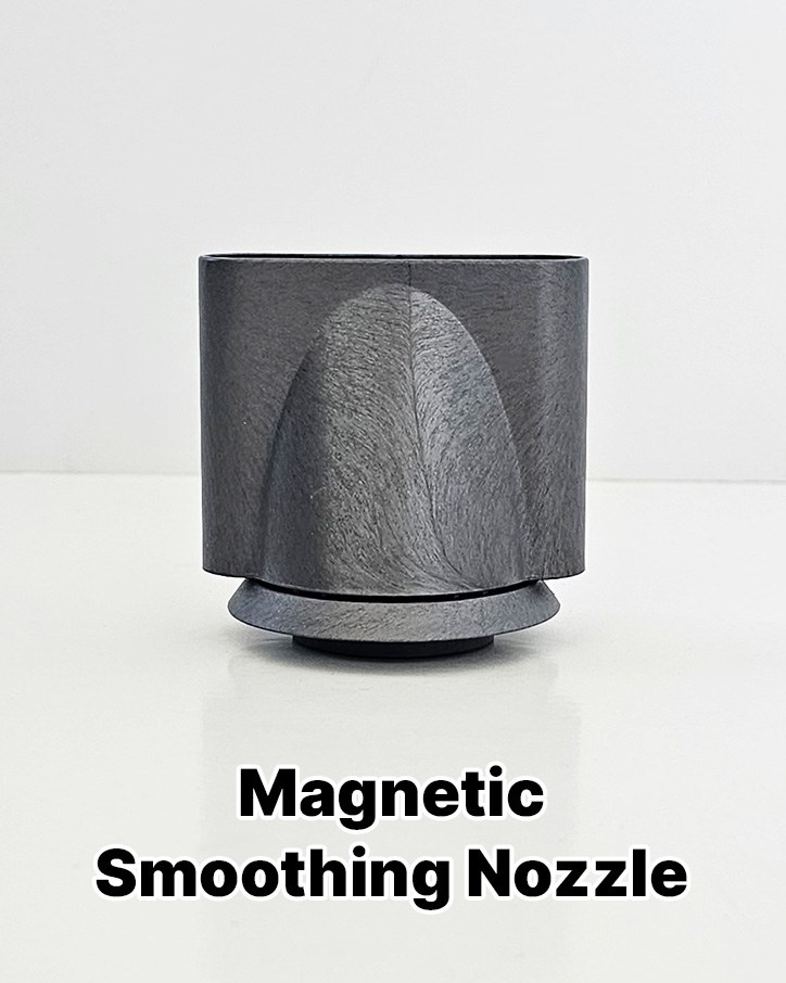 Gray magnetic smoothing nozzle on a white base
