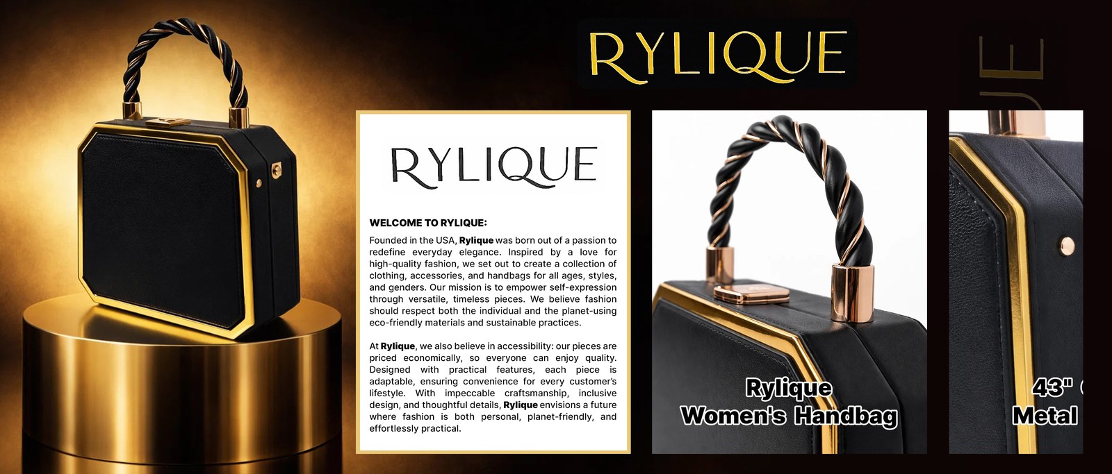 Brand story layout with the welcome card and two product cards placed over the brand field