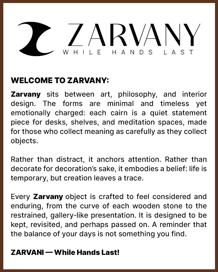 Welcome to ZARVANY card with the logo and brand text